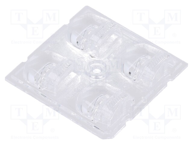 LED lens; square; transparent; H: 9mm; Outside dim: 50x50mm