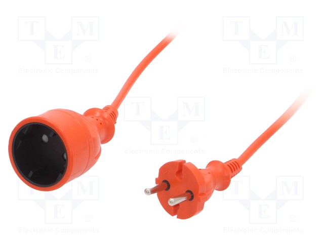 Extension lead; Sockets: 1; PVC; orange; 2x1mm2; 25m; 10A