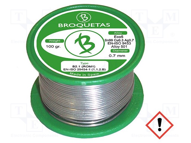 Soldering wire; Sn99Ag0,3Cu0,7; 0.7mm; 0.1kg; lead free