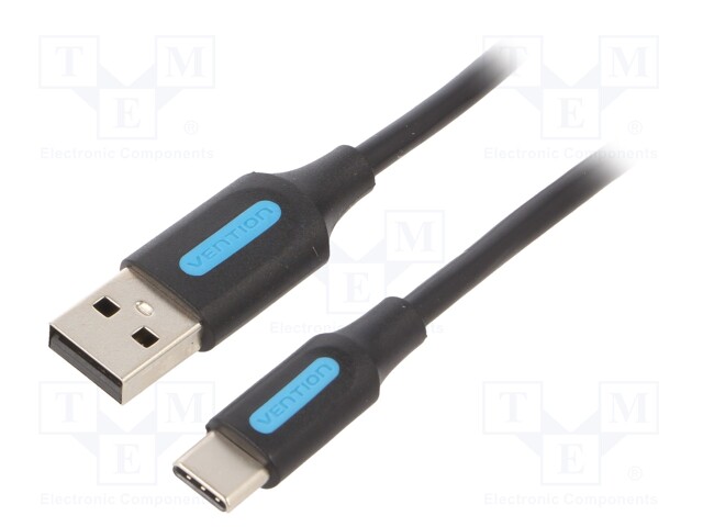 Cable; USB 2.0; USB A plug,USB C plug; nickel plated; 0.5m