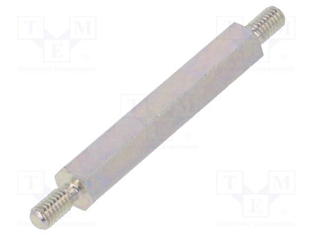 Screwed spacer sleeve; 40mm; Ext.thread: M4; hexagonal; steel