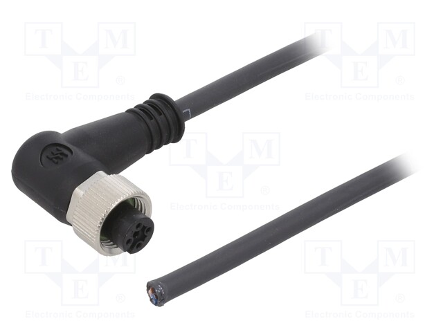 Connection lead; M12; PIN: 4; angled; 10m; plug; 250VAC; 4A; -25÷80°C