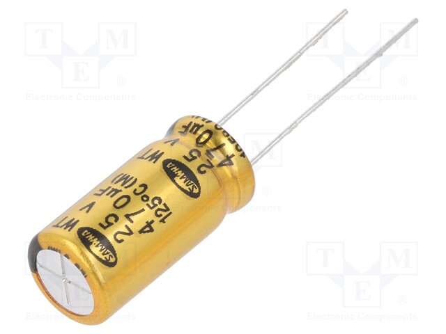 Capacitor: electrolytic; THT; 470uF; 25VDC; Ø10x20mm; ±20%; 5000h