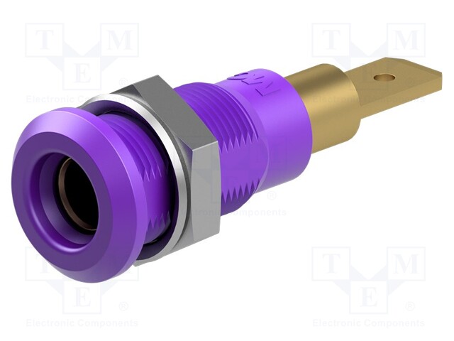 Socket; 4mm banana; 25A; 30VAC; 60VDC; violet; gold-plated