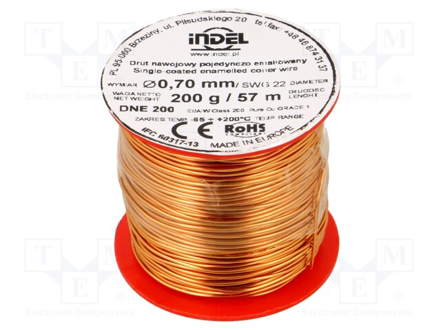 Coil wire; single coated enamelled; 0.7mm; 200g; -65÷200°C