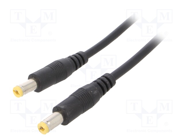 Cable; both sides,DC 5,5/2,1 plug; straight; 0.35mm2; black; 0.5m