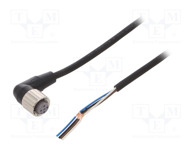 Connection lead; M12; PIN: 4; angled; Len: 10m; plug; 4A; -10÷80°C