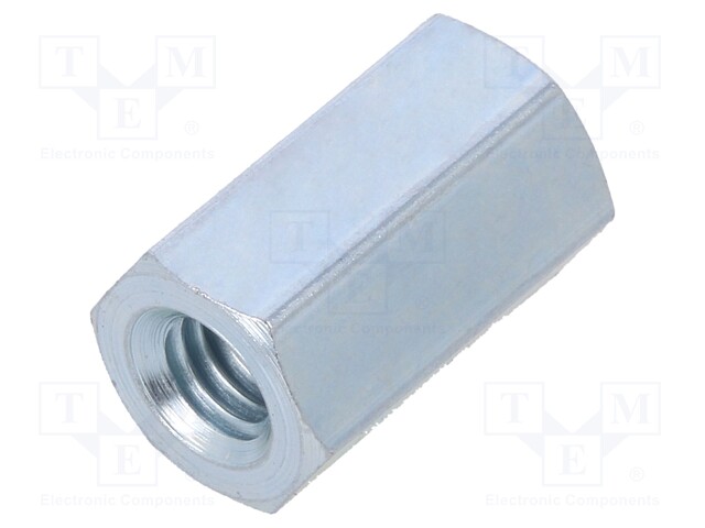 Screwed spacer sleeve; Int.thread: M4; 12mm; hexagonal; steel