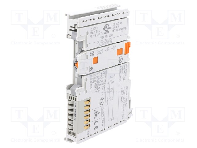 Supply terminal; 0÷230VDC; DIN; IP20; 12x100x69.8mm; 0÷230VAC