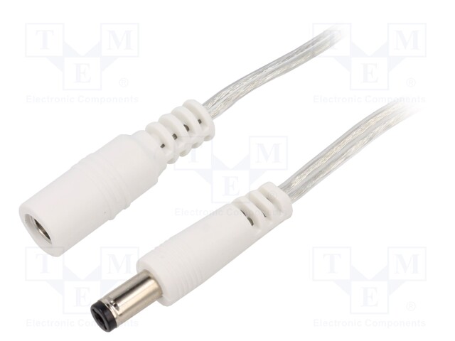 Cable; DC 5,5/2,1 plug,DC 5,5/2,1 socket; straight; 0.5mm2; 1m