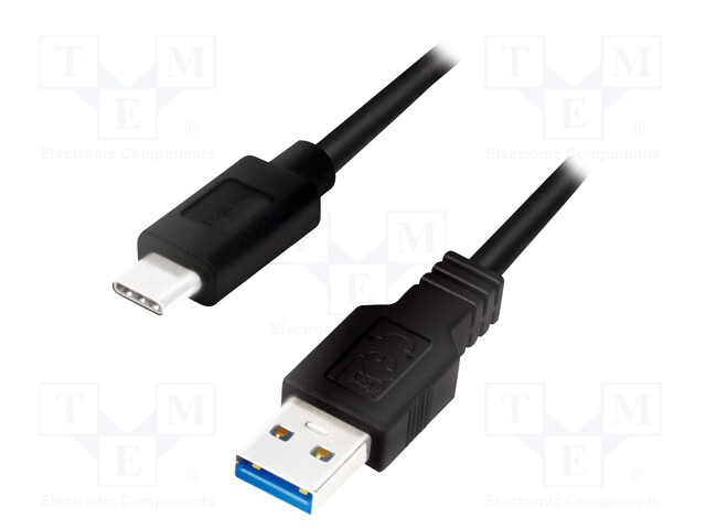 Cable; USB 3.0; USB A plug,USB C plug; 0.5m; black