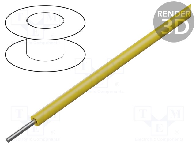 Wire; ThermoThin; solid; Cu; 34AWG; yellow; PFA; 600V; 305m