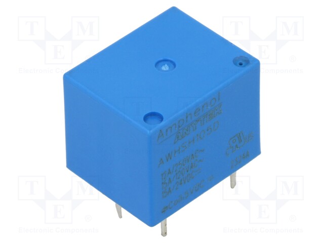 Relay: electromagnetic; SPDT; Ucoil: 5VDC; 15A; 12A/250VAC; PCB; 70Ω