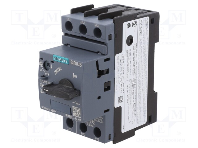 Motor breaker; 11kW; 220÷690VAC; DIN; Overcurrent release: 16÷22A