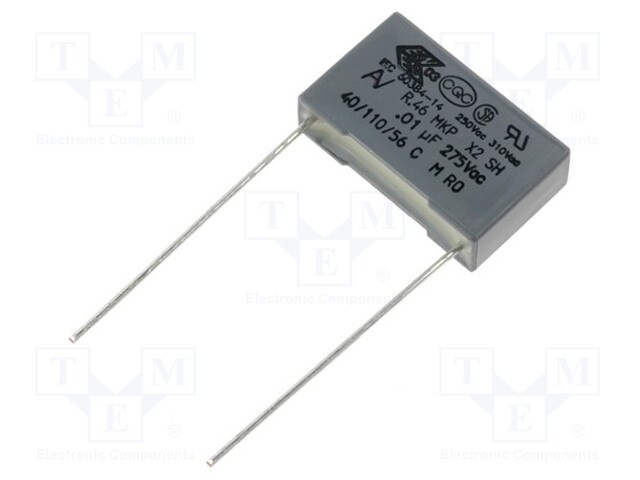 Capacitor: polypropylene; X2; 100nF; 15mm; ±20%; 18x5x11mm; 275VAC