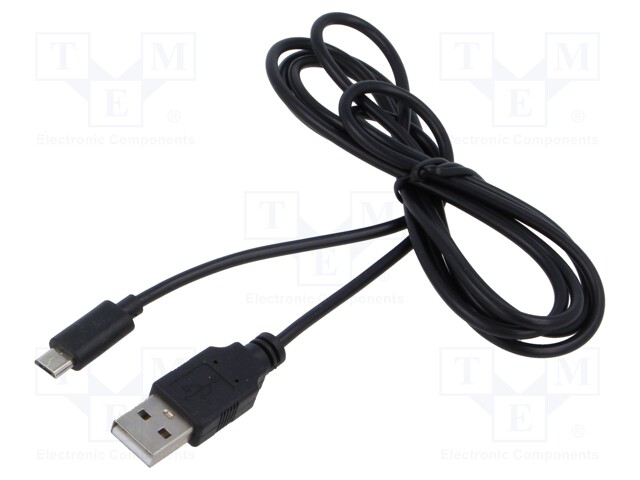 Cable; USB 2.0; USB A plug,USB B plug; 1.4m; black; PVC; 60W; 2.4A