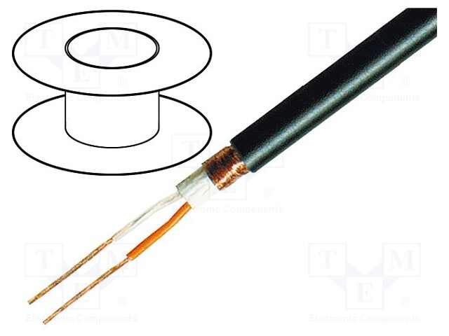 Wire: microphone cable; 2x0,25mm2; black; OFC; PVC; -15÷70°C; Ø6mm