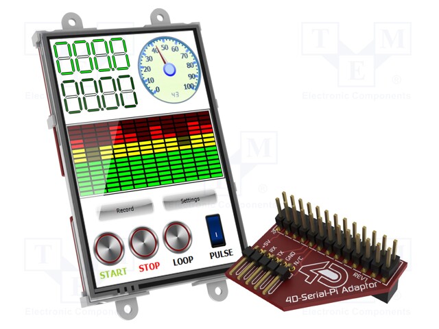 Display: TFT; 3.5"; 480x320; Window dimensions: 49.7x77mm