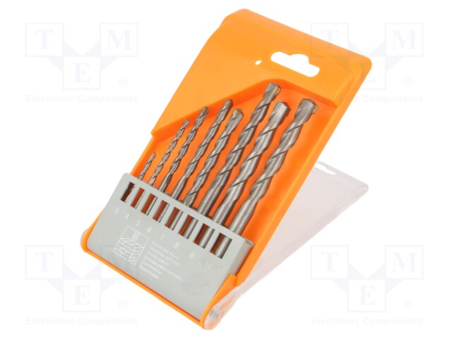Drill set; for concrete; box; 3mm,4mm,5mm,6mm,7mm,8mm,9mm,10mm