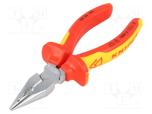 Pliers; insulated,universal,elongated; hardened steel; 145mm