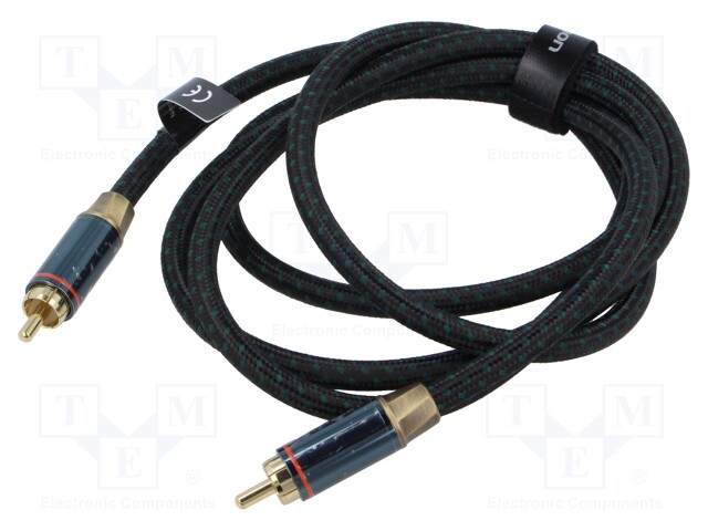 Cable; RCA plug,both sides; 1.5m; Plating: gold-plated; black