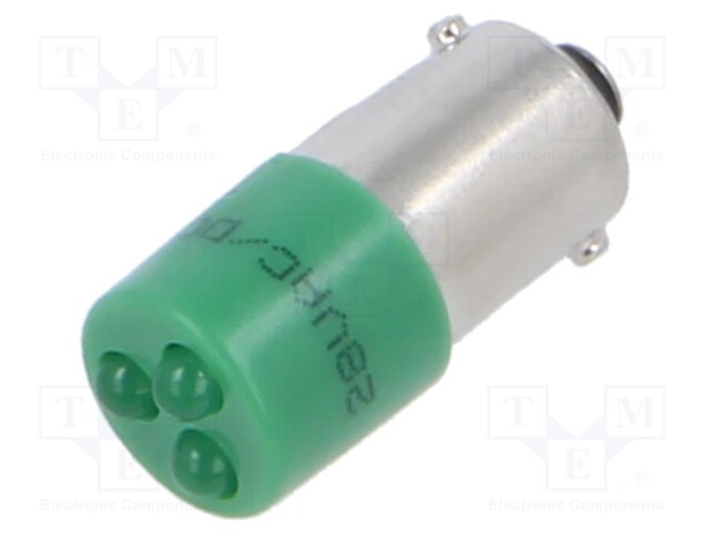 Indicator: LED; BA9S,T10; green; plastic; 28VAC; 28VDC; -20÷60°C