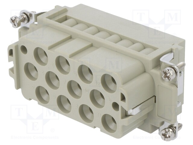 Connector: HDC; contact insert; female; DK; PIN: 14; 12+PE,2+PE