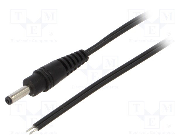 Cable; wires,DC 1,3/3,5 plug; straight; 0.35mm2; black; 1.5m