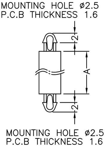 PCB distance; polyamide; L: 14mm; latch/latch; Colour: natural