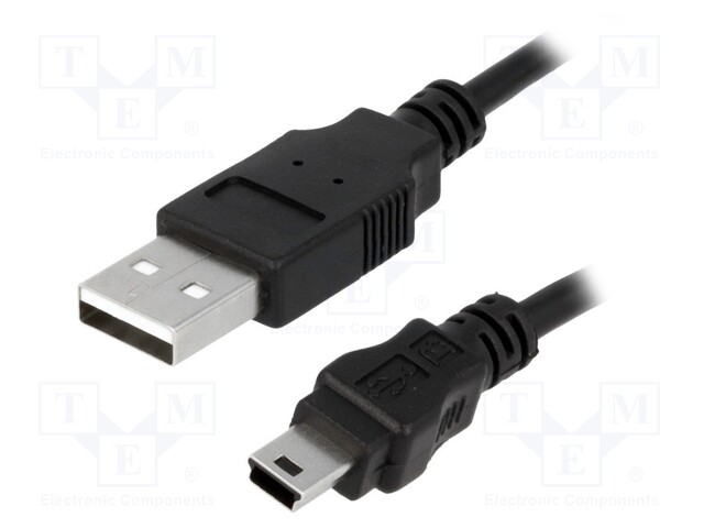 Cable; USB 2.0; USB A plug,USB B mini plug; nickel plated; 3m