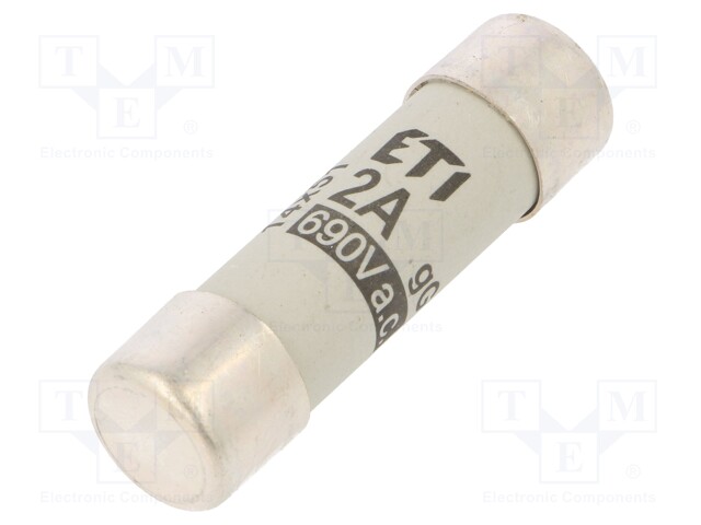 Fuse: fuse; gG; 2A; 690VAC; cylindrical,industrial; 14x51mm