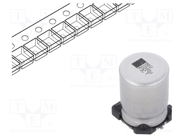 Capacitor: electrolytic; 1mF; 50VDC; 16x16x21mm; ±20%; -40÷125°C