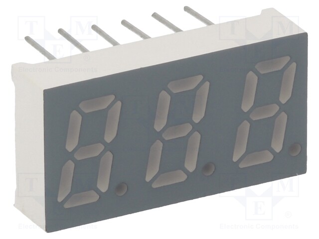 Display: LED; 7-segment; 8mm; 0.31"; No.char: 3; yellow-green