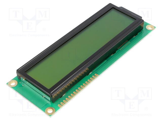 Display: LCD; alphanumeric; STN Positive; 16x2; yellow-green; LED