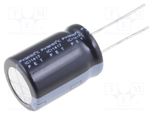 Capacitor: electrolytic; THT; 47uF; 450VDC; Ø18x25mm; Pitch: 7.5mm