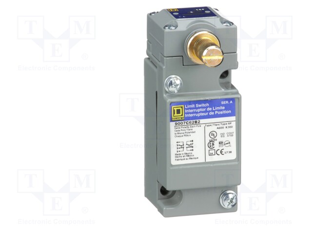 Limit Switch, Side Rotary, DPDT-NO, DPDT-NC, 10 A, 600 V, 4 lbf