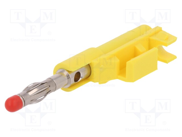 Plug; 4mm banana; 32A; 600V; yellow-green; with 4mm axial socket