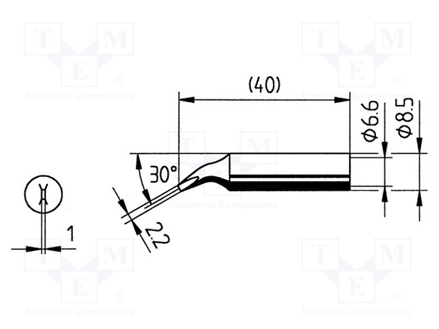 Tip; bent chisel; 2.2mm