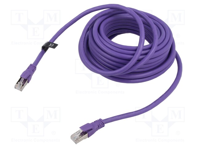 Patch cord; S/FTP; 6a; stranded; OFC; PVC; violet; 10m; 26AWG