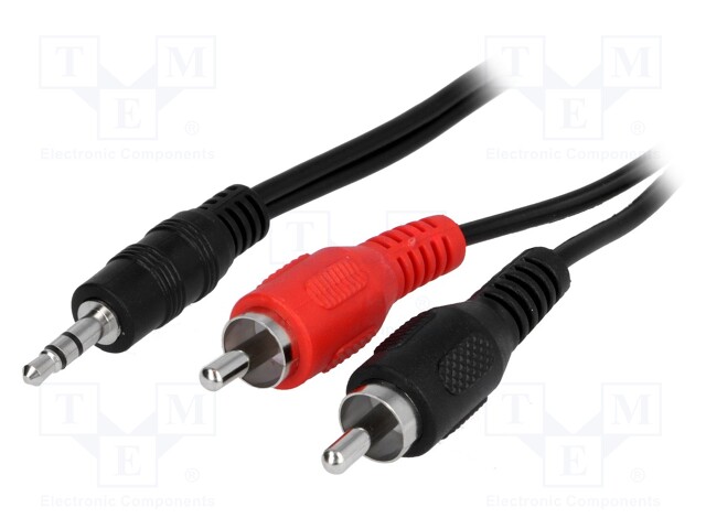 Cable; Jack 3.5mm plug,RCA plug x2; 0.2m; black