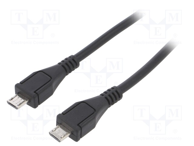 Cable; USB 2.0; USB B micro plug,both sides; nickel plated; 0.6m