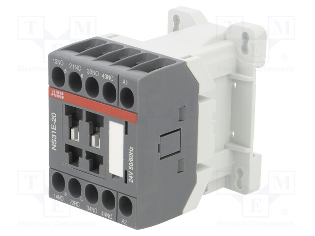 Contactor: 4-pole; NC + NO x3; 24VAC; 3A; DIN,on panel; NS; W: 45mm