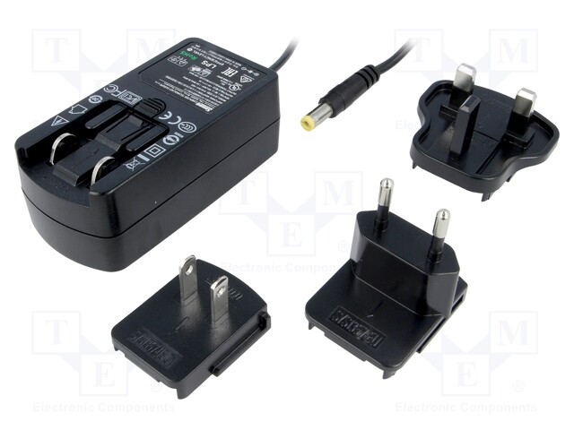 Power supply: switched-mode; 5VDC; 3A; Out: 5,5/2,1; 15W; 90÷264VAC