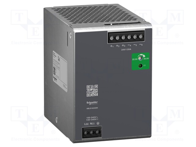 Power supply: switched-mode; 480W; 24VDC; 20A; 85÷264VAC; DIN; 88%