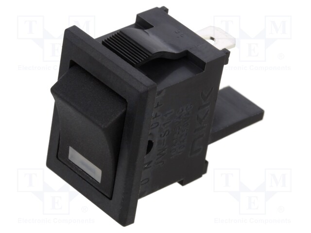 ROCKER; SPST; Pos: 2; ON-OFF; 10A/125VAC; black; LED; Rcont max: 10mΩ