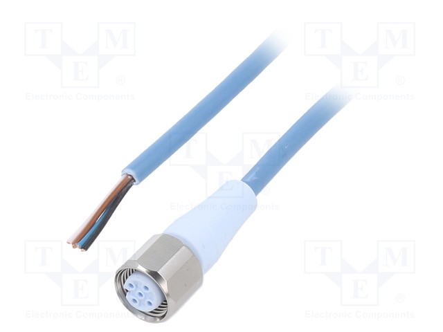 Connection lead; M12; PIN: 4; straight; 5m; plug; 250VAC; -40÷105°C