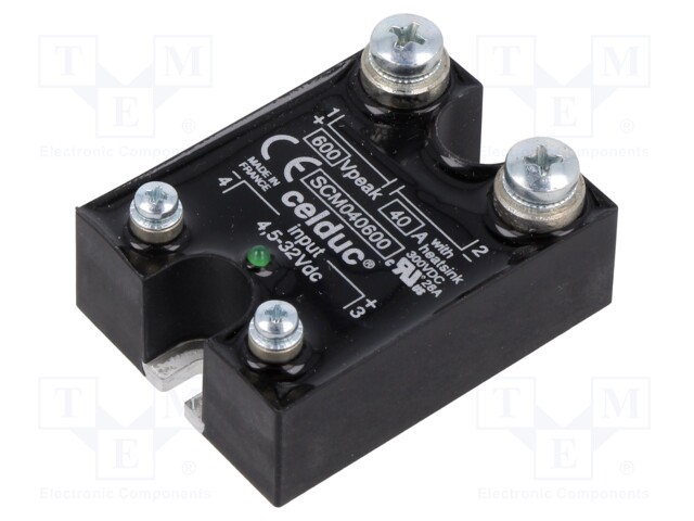 Relay: solid state; Ucntrl: 4.5÷32VDC; 40A; 2÷600VDC; Series: SCM