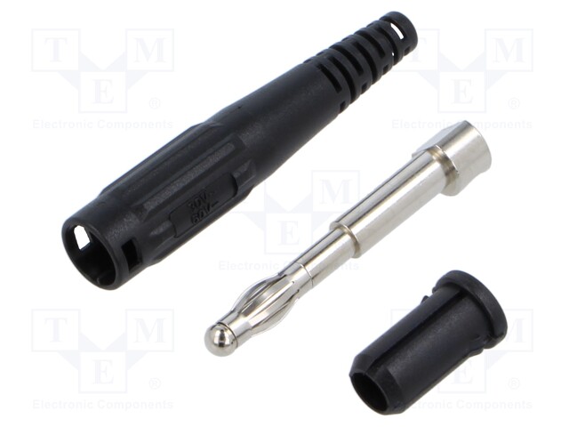 Plug; 4mm banana; 32A; 60V; black; 2.5mm2; Plating: nickel plated