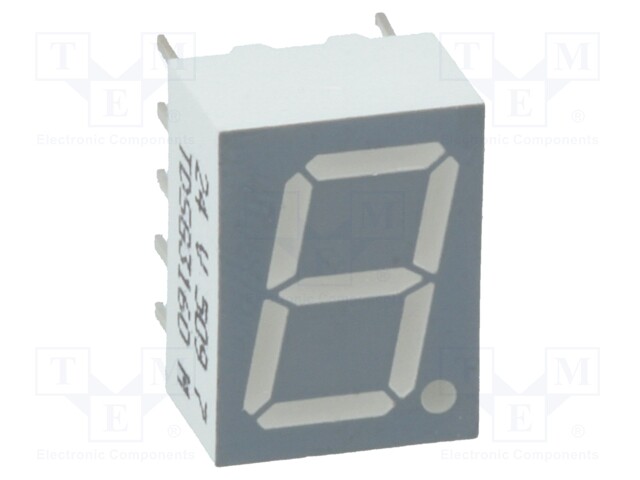 Display: LED; 7-segment; 10mm; 0.39"; No.char: 1; green; 4.5÷9mcd