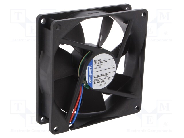 Fan: DC; axial; 92x92x25mm; 72m3/h; 28dBA; ball bearing; 2300rpm